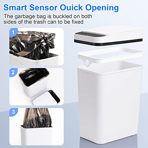 Anborry Bathroom Smart Touchless Trash Can 2.2 Gallon Automatic Motion Sensor Rubbish Can With Lid Electric Waterproof Narrow Small Garbage Bin For Kitchen, Office, Living Room, Toilet, Bedroom, Rv #TOP5
