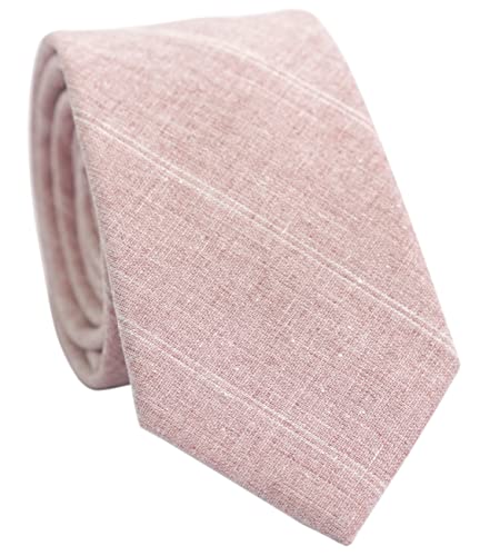 Image of BELLUNO Men's 2.5 inch Skinny Solid Cotton Linen Ties