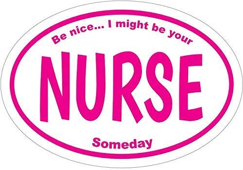 ION Graphics Nurse Decal - Pink BE Nice I Might BE Your Nurse Someday Nurse Vinyl Sticker - Nurse Bumper Sticker- Nurse Pinning Graduate Gift - Made in The USA Size: 4.7 x 3.3 inch