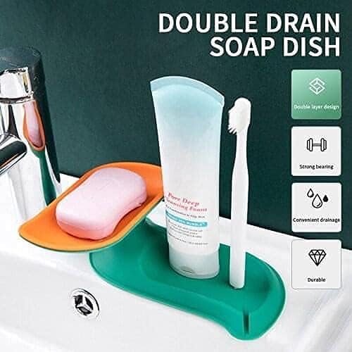 Image of SPIREX 360 Degree Rotating Double Layer Soap Box | Soap Dish Storage | Water Drain Soap Holder | Soap Case | Plastic Home /Kitchen /Bathroom Accessories | Soap Tray (Pack of 1,Multicolor)