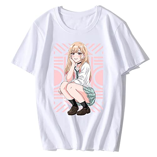 itachigo My Dress-Up Darling Camiseta Hombres/Mujeres Casual Cuello Redondo Manga Corta Tops Anime Estampado Streetwear Camiseta Cover