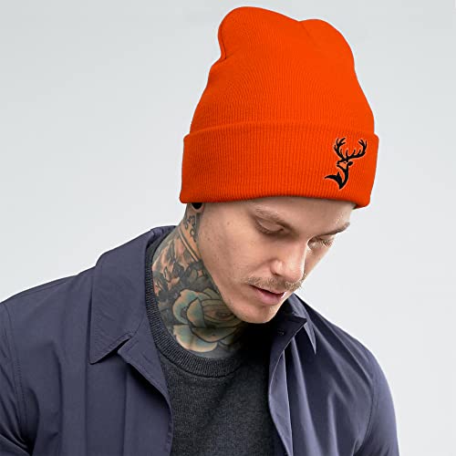 Hunting Beanie Blaze Orange Knit Hat Outdoor Winter Hats Deer Hunter Cuffed Beanie For Men Women #TOP4
