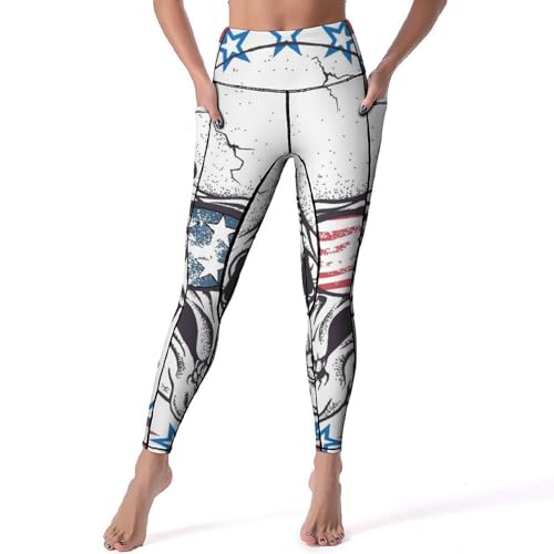 Leggings pour fitness taille haute imprimé crâne pantalon de sport femmes gym S