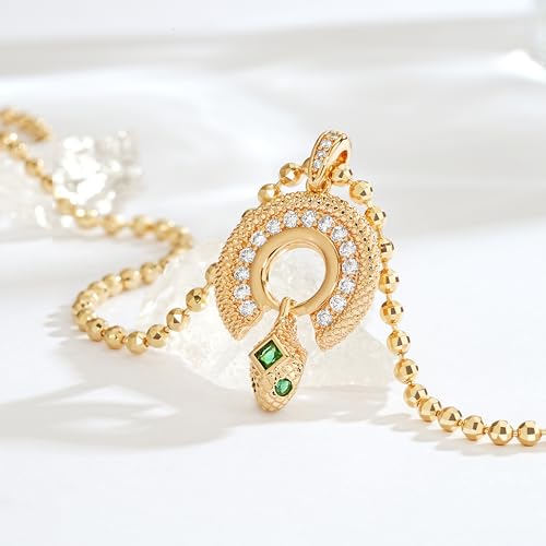 Fettero Dainty Gold Necklace for Women, 14K Gold Plated Pendant Necklace Cubic Zirconia Charm Necklaces for Women Jewelry Gift