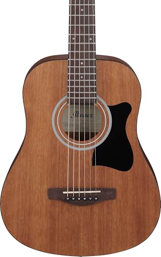 Image of Ibanez Mini Dreadnought Acoustic Guitar, Open Pore Natural, Compact Travel Guitar, Warm Natural Sound V44MINI-OPN