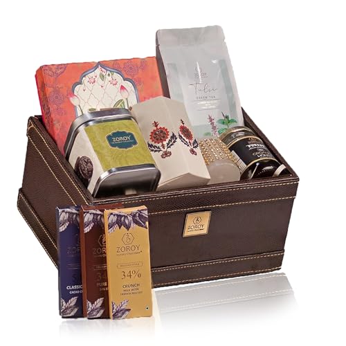 Image of ZOROY Luxury Chocolate Club Hamper Gift Box With Assorted Chocolates Dry Fruits Nuts Cookies & Honey For Diwali Corporate Birthday Rakhi Christmas Festive Anniversary wedding Online Gifts Combo Pack
