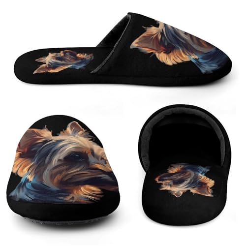 Yorkshire Yorkie Dog Soft Slippers for Women Anti-skid House Shoes for Spa Hotel Guest Bride Travel3