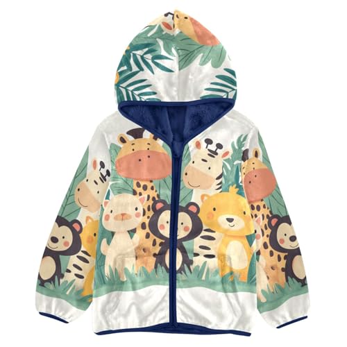 Cute Wild Animals Girls Fleece Jacket Girls Fall Jacket Girls Zip Up Hoodie Girls Sherpa Jacket 2-10T