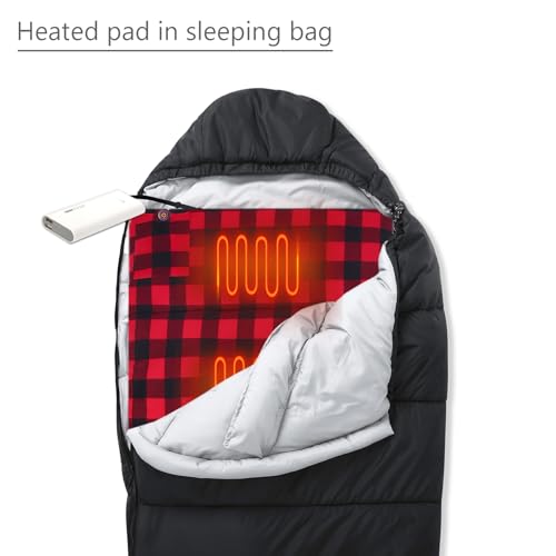 Heated Sleeping Bag pad, Operado por Alimentación USB 5V/2A, Color Rojo Flannel miniatura 2