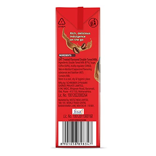 Image of Nescafe Ready To Drink, Coffee Flavoured Milk Tetrapack Intense Cafe, Cappucino - 180ml, (Tetra Pack) (Pack of 3)