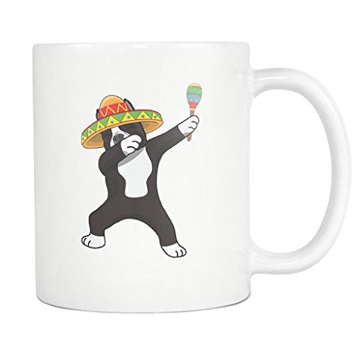 Dabbing Boston Terrier Dog in Sombrero - Cinco De Mayo Mexican Fiesta - Dab Dance Mexico Party - 11oz White Funny Coffee Mug Women Men Friends Gift ~ Both Sides Printed