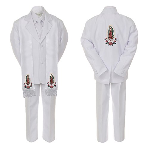 Image of Baby Boy Teen Christening Church Suit Gold Virgin Mary On Stole & Back SM-20