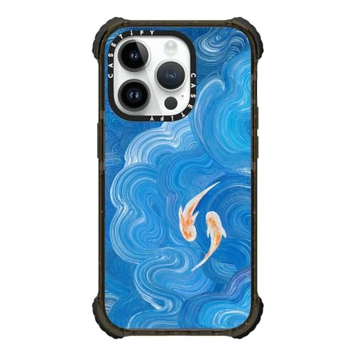 Coque iPhone 14 Pro CASETiFY ultra impact antichoc avec motif Koi noir