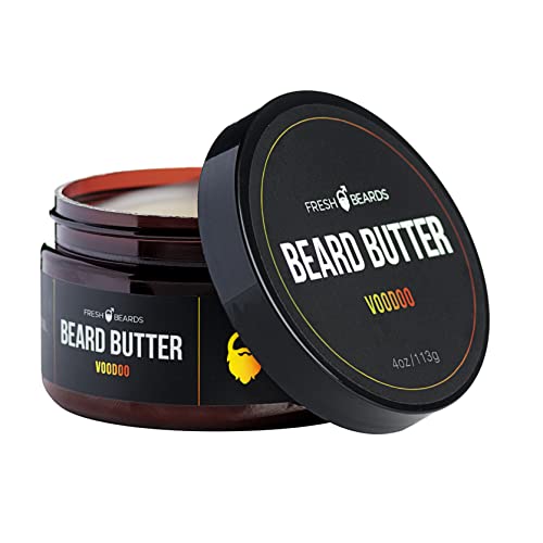 Fresh Beards Voodoo Beard Butter - Citrus, Eucalyptus, And Jasmine Fragrance - Scented Mens Beard And Mustache Conditioner - Soothing Anti-Itch Moisturizer & Softener For Healthy Beard Growth #TOP1