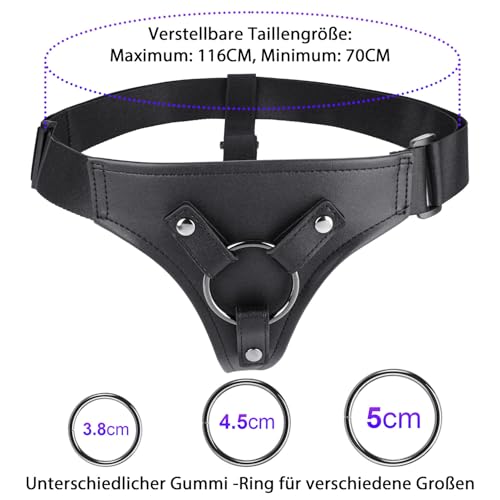 Strap-On Leder Harness Sexspielzeug für Frauen und Männer - Verstellbares Plus-Size Strap-On und drei Metallringen