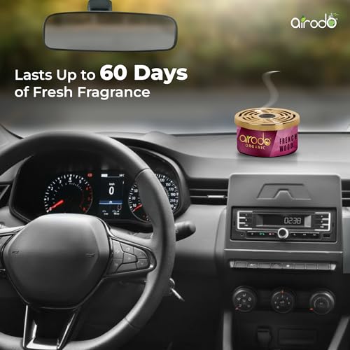 Image of Airodo One French Wood Organic Car Perfume, Strong Fiber Air Freshener to Freshen'up Your Car - Car Accessories interior car perfumes and fresheners (50g with 2 Refill)