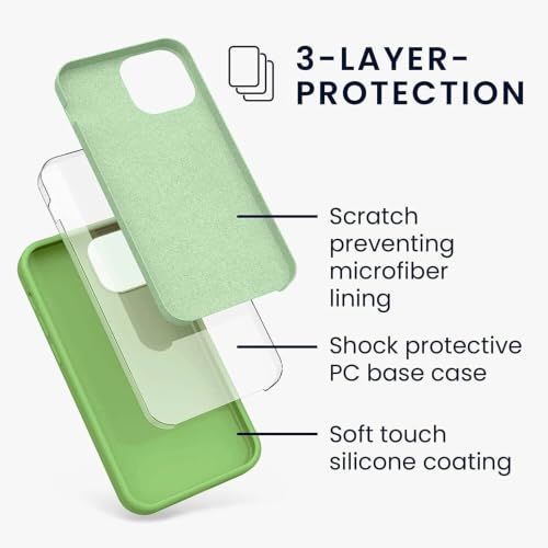 Image of VONZEE Liquid Silicone Cover Compatible with iPhone 14 Plus Case (6.7 inch) 3 Layer Microfiber Lining Covers Phone Cases Full Body Protective Wireless Charging Shockproof Back Cover (Matcha)