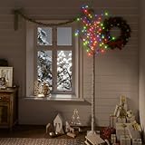 Weihnachtsbaum 220 cm, 200 Bunte LEDs, Künstlicher Lichterbaum für Innen & Außen, Energiesparend, IP44 Spritzwasserschutz, mit 5m Verlängerungskabel