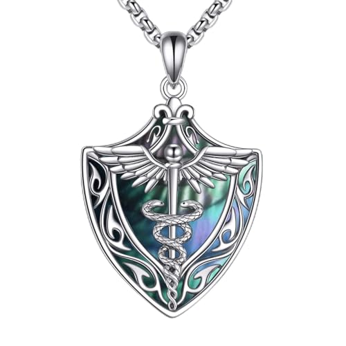 Collier caducee argent 925 pendentif ailes d'ange bijoux infirmiere YAFEINI
