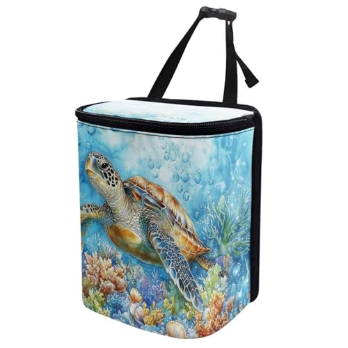 Image of Car Trash Bin Collapsible Car Organizers and Storage for Front Seat Multipurpose Trash Bag Automotive Garbage Can Car Accessories Interior Car Organizer, Sea Turtle Print