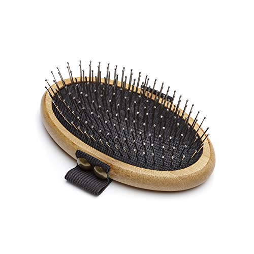 Mikki Bamboo Ball Pin Palm Brush for Gentle Grooming