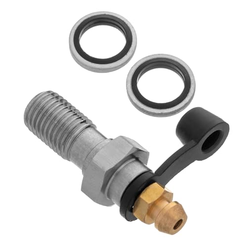 HALLMERS M10 1.25mm Pitch Brake Banjo Bolt w/Bleed Nipple - 1 Bolt + 2 Washers Kit - Dowty Seals Bonded Washers