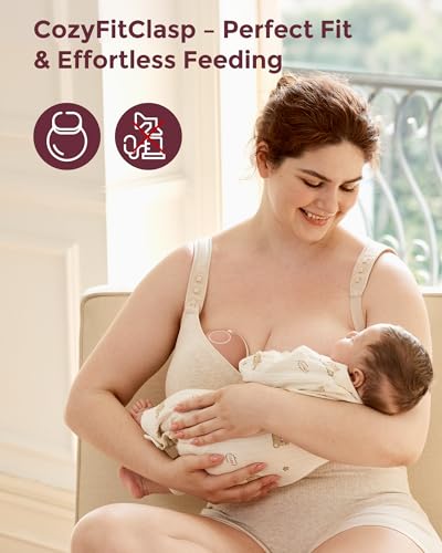 Momcozy Busty Nursing Bras, U.S.Cotton Wirefree Fixed Padded Maternity Bra, Full Coverage Adjustable Fit4
