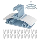 Komost Baby Kids Clothes Hangers with Clips, 10 Pack Toddler Infant Childrens Hanger for Closet, Plastic Adjustable Stackable Hangers for Baby Clothes