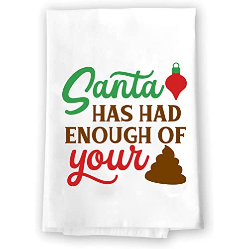 Christmas Decor | Decorative Kitchen And Bath Hand Towels | Santa's Had Enough Of Your Sh*T | Xmas Winter Novelty | White Towel Home Holiday Decorations | Gift Present #TOP8