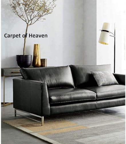 Image of Irregular Shape Handmade Woolen Carpet Beige Colour Size 6x8 feet