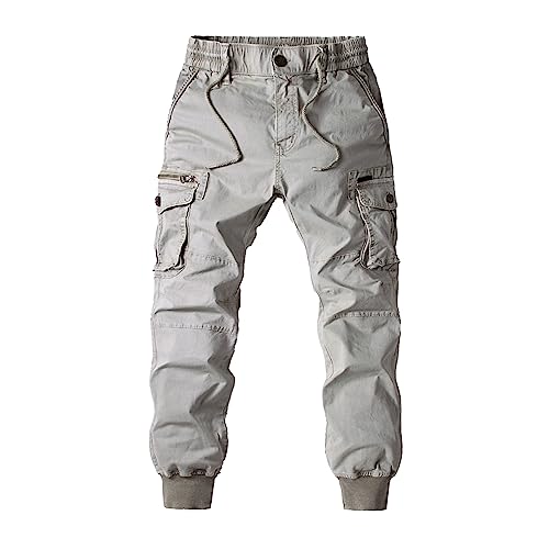 Mens Fashion Drawstring Joggers Pants Outdoor Casual Hiking Athletic Cargo Trousers Side Flap Pockets