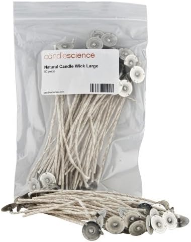 CandleScience Natural Candle Wick, Large, 50 Piece - Metal Free