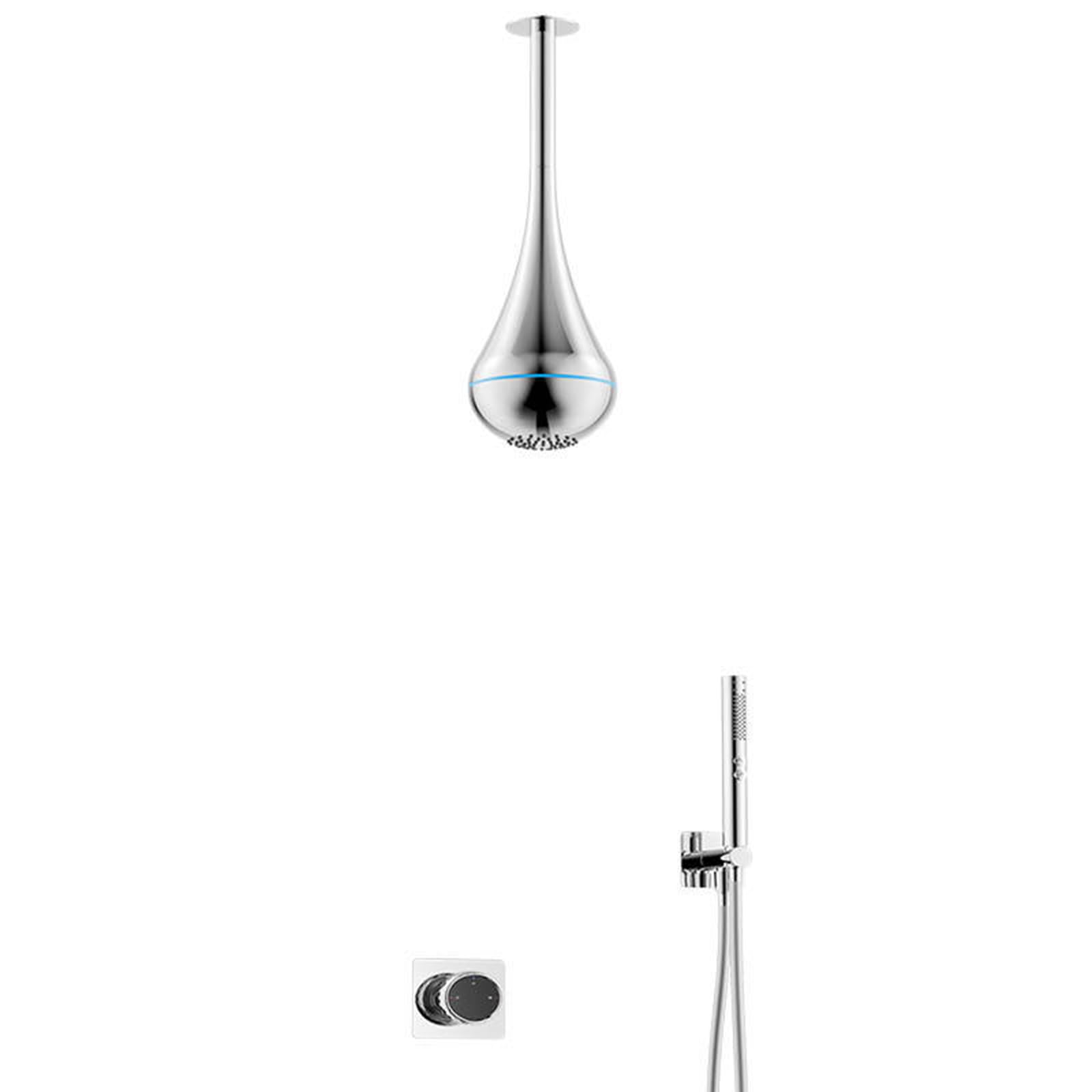 Colonne de douche encastrée LED avec ciel de pluie plafond encastrable