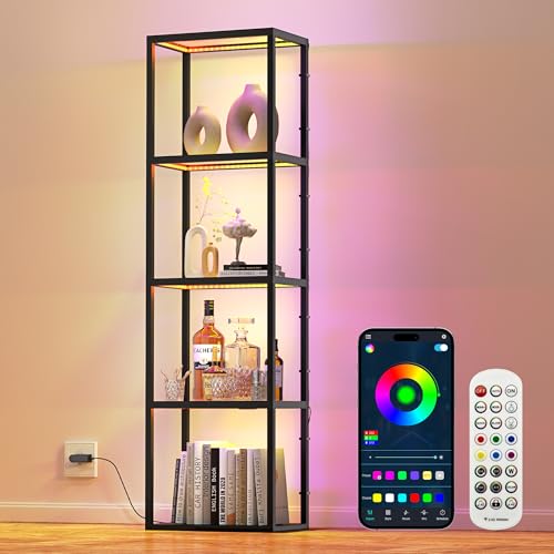 SUPERDANNY Display Cabinet with RGB Light, Remote/App Control, Dimmable LED - image 8