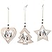 Price comparison product image Christmas Tree Decoration Set,3 Pieces 4 Inches Wooden Cute Blackboard Ornaments Hanging Pendant Gift with Ropes,Retro Reindeer Pattern for Christmas Decoration