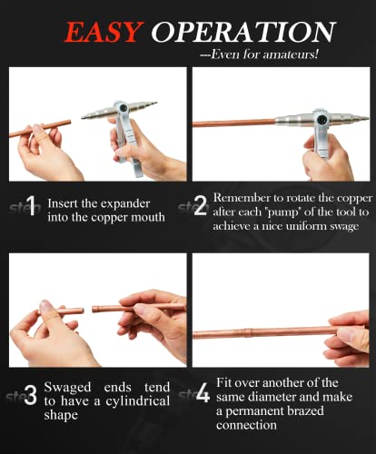 Image of Wisscool Swaging Tool Pipe Tube Expander Hand Expanding Tool Refrigeration Tube Expander for Copper 1 /4in-7 /8in