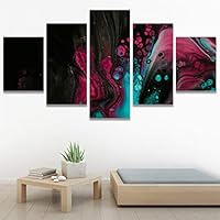 SIGNWIN 5 Panel Canvas Wall Art Modern Art Abstract Fluids for Home Decorations Ready to Hang - 60