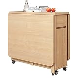 Klappbarer Esstisch, ausziehbarer Massivholz-Küchentisch, platzsparendes Tropfenblatt-Design für...