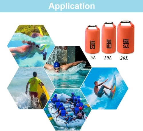 Image of Waterproof Dry Bag with Phone Case, 2L /3L /5L /10L /15L /20L /30L, Floating and Lightweight Bags for Kayaking Rafting Boating River Trekking-Multi Color (5 Liter)