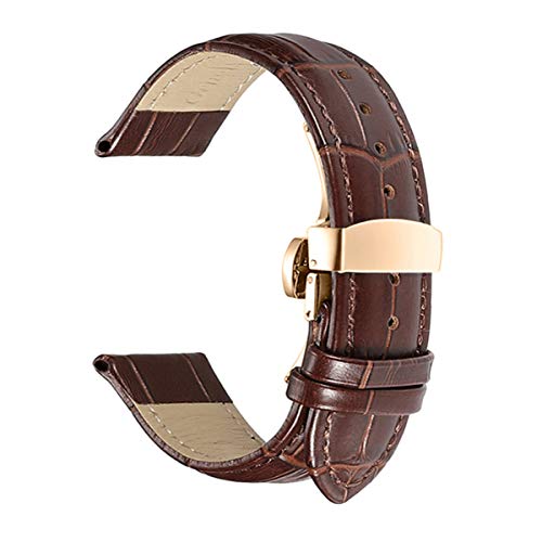 Uhrenarmbänder Lederarmband 18mm 19mm 20mm 21mm 22mm 24mm Padded Croco Muster Quick Release Leder Uhrenarmbänder Braun Mit Rose Gold 22mm