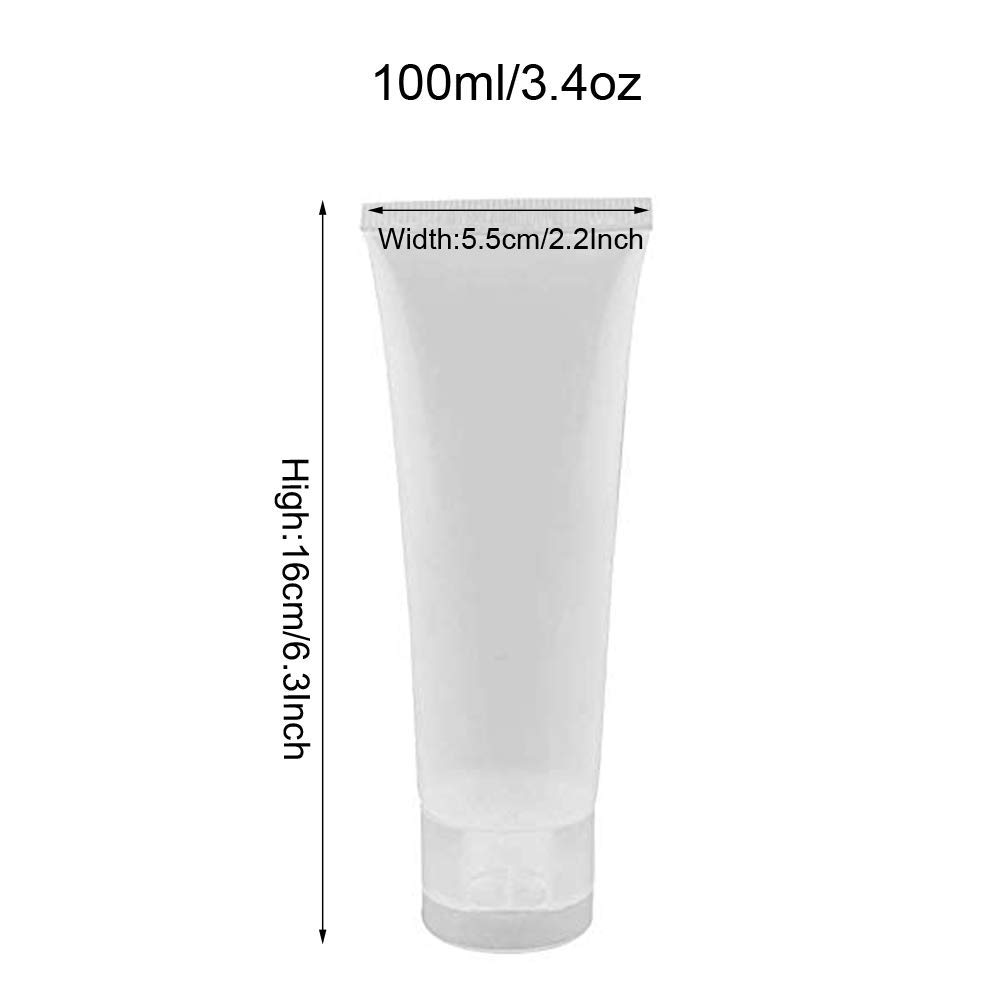 24 szt., 100 ml, puste, przezroczyste, plastikowe, miękkie tubki z klapką, opakowanie próbek, do wielokrotnego napełniania, pojemnik na fiolki, butelki, słoiki, garnki, idealne do mycia twarzy,