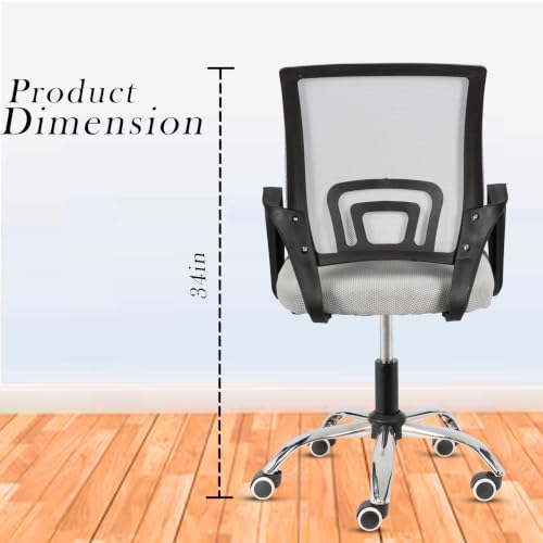 Image of Casa Copenhagen Mesh Mid Back Office /Study /Computer /Revolving /Desk Chair for Work from Home -Metal Base, Height Adjustable Seat - Grey & Jet Black Handle