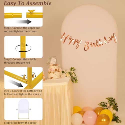 Image of Vincidern 6.6FT Arch Backdrop Stand and Cover Set, Metal Arch Stand with White Cover for Wedding, Party, Baby Showers, Graduation, Birthday, Event Backdrop Decorations