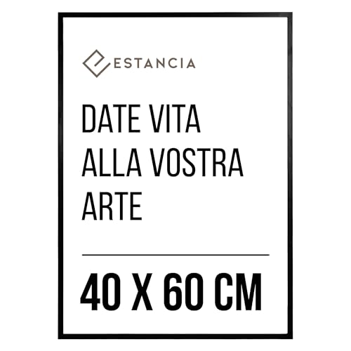 Estancia Cornice Portafoto Legno Nero 40x60 cm Con Vetro Plexi Infrangibile | Cornice Per Ritratto Moderna In Legno 40 x 60 cm | Cornice 60x40 cm