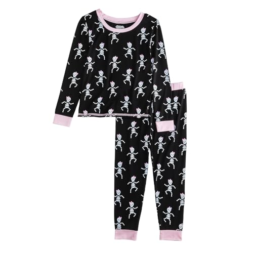 Mud Pie Girl Halloween Skeleton Glow Pjs