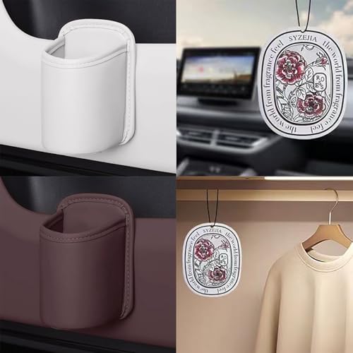 Organizador portavasos para auto de cuero PU con clip anti-caída miniatura 6
