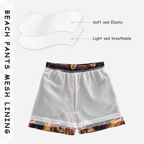 Pigsaly Boys Swim Trunks Digital Fire Tiger Head Boys Board Shorts Swimsuit Swimwear Summer Bathing Suit 2T Multicolor4