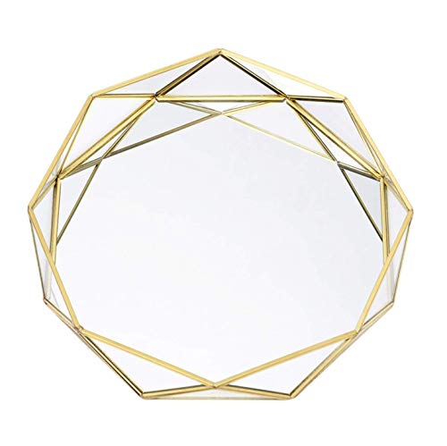 Yakison Tray Mirror, Gold Mirror Tray Decorative Tray Perfume Tray Vanity Tray Dresser Tray Perfume Organizer Bathroom Trays for Counter Makeup Tray for Vanity, Dresser, Bathroom, Bedroom