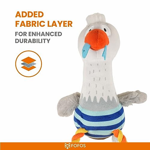Image of BarkButler x Fofos Sealife Sea Mew Plush Dog Toy, Multicolor|X-Small - Medium (0-20kgs)|Reinforced Seams|Enhanced Durability|Squeaker Inside|for All Dogs Breeds|Chew, Tug, Play