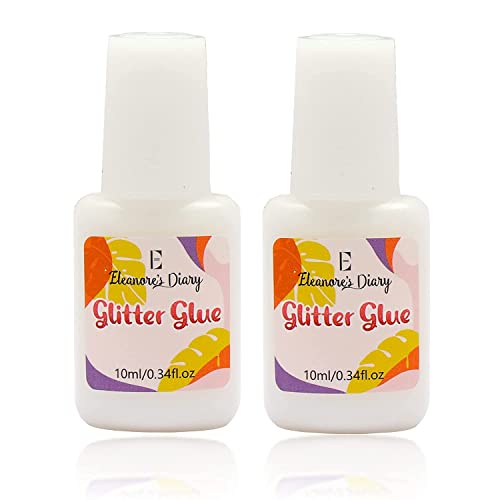 Hautkleber für Glitzertattoos, Eleanore's Diary 10 ml*2 Glitter Glue, Kleber für Glitzer, Geruchlos& Nicht Toxisch, Glitzer tattoo kleber für Karneval, Schiminke, Weihnachten, Cosplay, Partys Cover